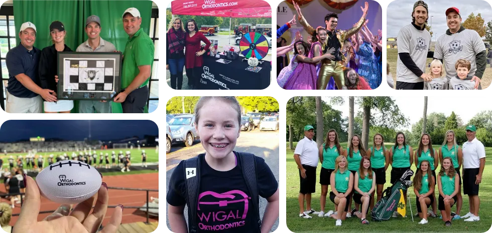 Multiple pictures of orthodontic team giving back to community